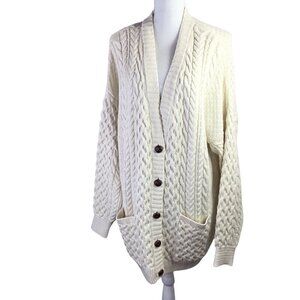 BDG Urban Outfitters NWT Cardigan Cable Knit Aran Mix Stitch Sweater Ivory Sz L